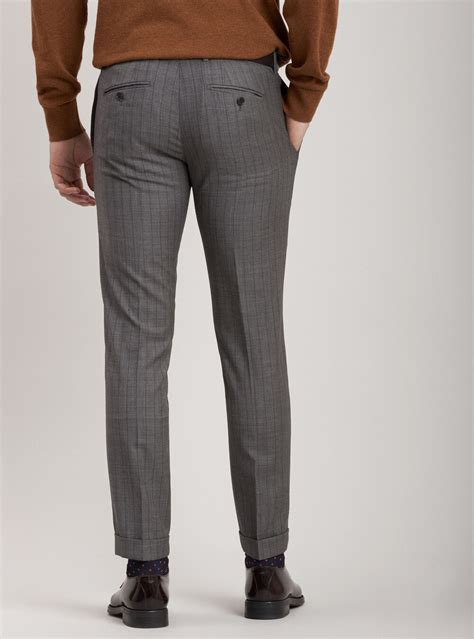 Pantaloni sartoriali in lana gessata (Grigio scuro mélange) 